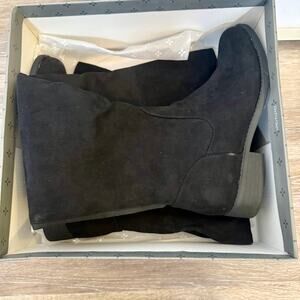 Sun + Stone NIB Black Micro-Suede Knee High Boots Sz 8.5 M
